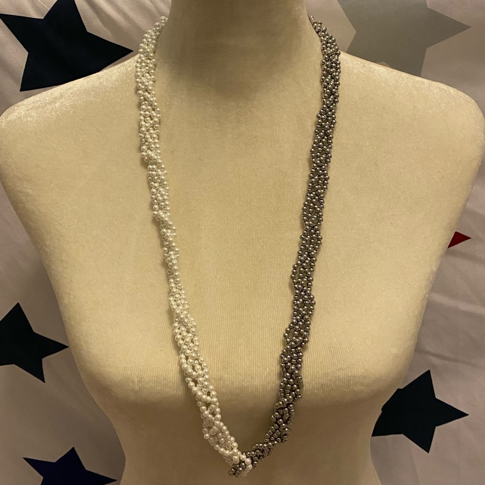 White House Black Market Silver White Necklace